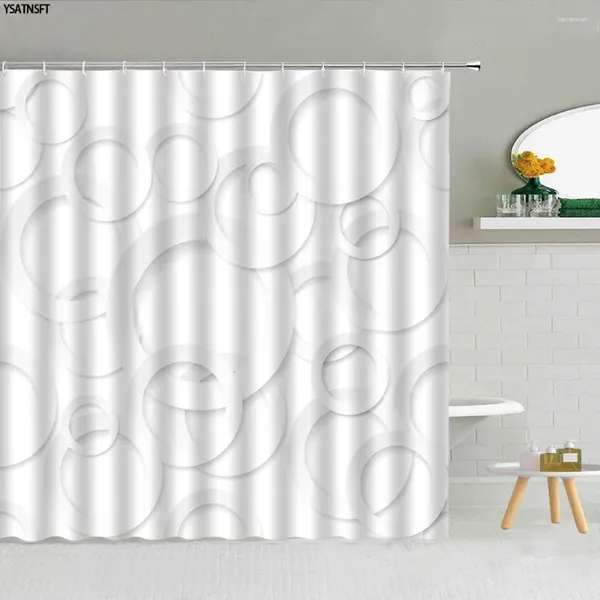 Rideaux de douche sans couture cercle abstrait rideau géométrique salle de bain polyester tissu moderne maison zen pierre orchidée décor crochet