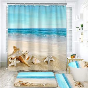 Douche gordijnen kust landschap abstracte print badkamer accessoires partitie waterd dikke dikke badgordijn vloerkleden en mat set