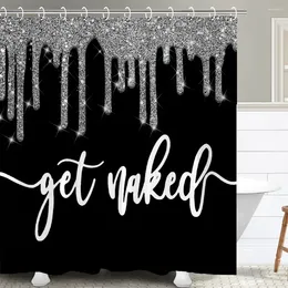 Rideaux de douche rideau d'étanchéité noir brillant moderniste et personnalité décor de la maison de salle de bain tissu polyester imprimé avec crochets