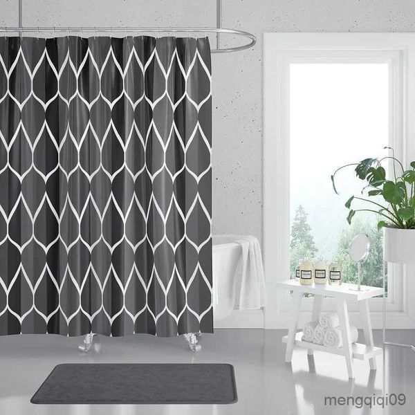 Rideaux de douche rideau de douche gris motif géométrique tissu imperméable moderne rideaux de douche avec décor de salle de bain R231101