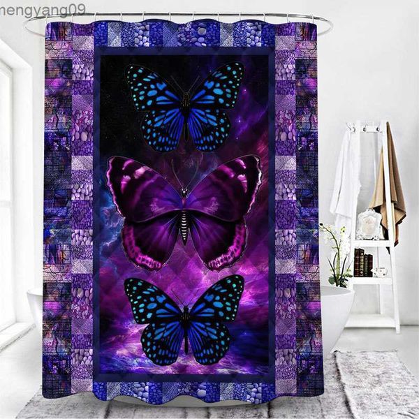 Rideaux De Douche Rideau De Douche Polyester Papillon Motif Psychédélique Imprimé Salle De Bains Noix De Coco Impression Salle De Bains Accessoires R230821