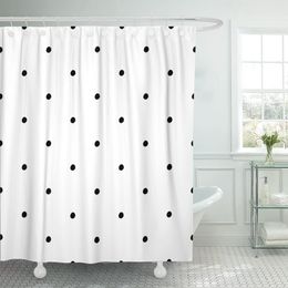 Rideaux de douche Rideau de douche petit motif abstrait à pois avec tendance mignon noir et blanc monochrome bulle enfant polyester imperméable 230322