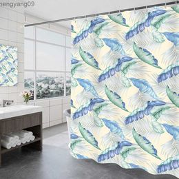 Cortinas de chuveiro cortina de chuveiro tecido grosso folhas impressas cobertura de banho banheira isolamento casa decoração para banheiro r230829