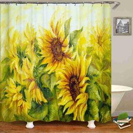 Rideaux de Douche Rideau de Douche Divers Plante à Fleurs Tournesol Impression 3D Rideau de Bain imperméable Salle de Bain décor à la Maison Rideau 180x180 R230822