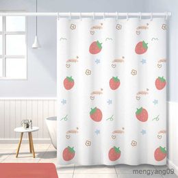 Rideaux de douche Rideaux de douche 180 cm Fruit dessin animé imprimé blanc rideau de salle de bain pour fille imperméable avec pouces décor de bain R230831