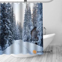 Rideaux de douche Shunqian Custom Fabric Curtain moderne salle de bains 3D étanche 12 crochets pour la haute qualité