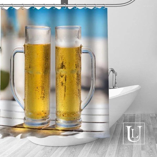 Cortinas de ducha Shunqian Ceraca de cerveza Funny Cortina personalizada Pantallas de baño de tela de poliéster para baño Hanchos impermeables 3D