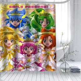 Rideaux de douche Shunqian Smile Precure Anime rideau de polyester tissu 12 crochets pour la salle de bain imperméable Mouline Funy Bath