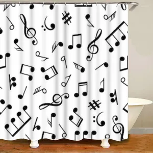 Rideaux de douche simples notes de musique musicale mignonnes et de tapis de bain sets de salle de bain rideau étanche.