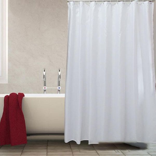 Cortinas de ducha, decoración sencilla para el hogar, cortina impermeable blanca de Color sólido, tela de poliéster para baño, decoración con ganchos