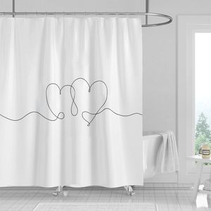 Rideaux de douche lignes simples de décoration de salle de bain rideau imperméable tissu rideaux de douche géométrique écran de bain rideau imprimé pour le cadeau de salle de bain 230322