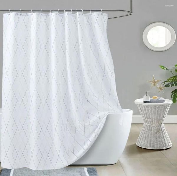 Cortinas de ducha Cortina impermeable simple Tela de poliéster engrosada Cama Baño Recto