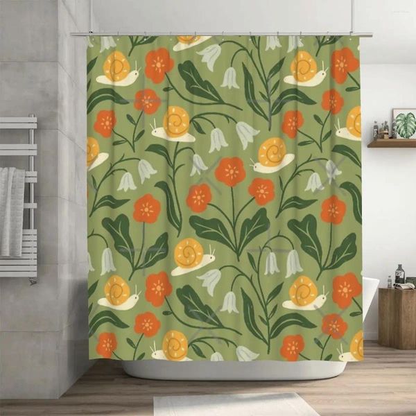 Rideaux de douche escargots et fleurs, 72x72 pouces, avec crochets, motif personnalisé, cadeau pour amoureux