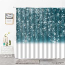 Rideaux de douche Flocon de neige rideau de douche dessin animé décor à la maison fond revêtement mural noël avec rideaux de bain fournitures de salle de bain R230831