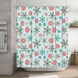 Rideaux de douche flocons de neige et pois en vert menthe, rideau rouge 72x72 pouces avec crochets, motif personnalisé, cadeau d'amoureux