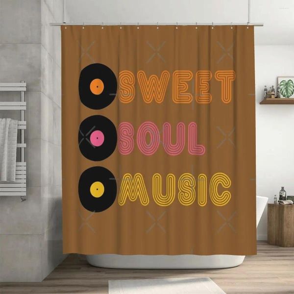 Cortinas de ducha Soul Music es dulce cartel estilo cortina 72x72in con ganchos patrón de bricolaje regalo del amante