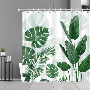 Rideaux de douche printemps rideau floral aquarelle fleur de palmier tropical feuilles de la ferme élégante en tissu imprimé de salle de bain décoration de salle de bain