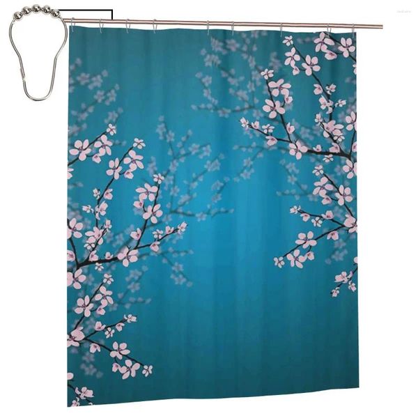 Cortinas de ducha Cortina de plantas japonesas para bathroon Juego de baño divertido personalizado con ganchos de hierro Decoración del hogar 60x72in