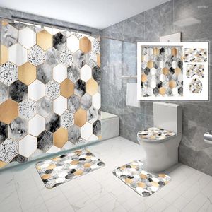 Rideaux de douche carrés en marbre motif géométrique ensemble de rideaux moderne créatif texturé maison salle de bain décorative