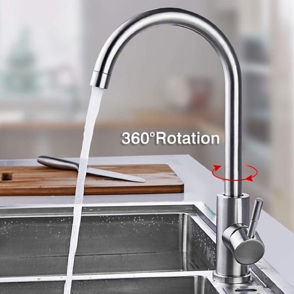 Rideaux de douche en acier inoxydable robinet de cuisine brossé processus bassin pivotant 360 degrés mélangeur tactile pour