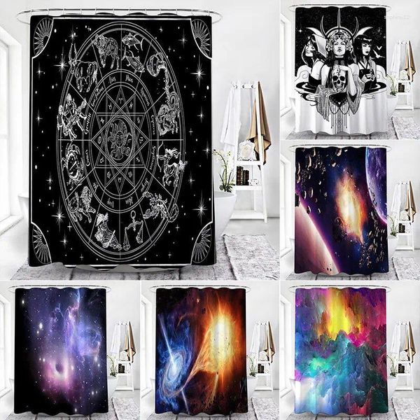 Rideaux de douche Starry Sky Night Curtain Universe Galaxy Space Stars Starsery 3D Salle de bain Mur de la salle de bain Décor d'écran de suspension