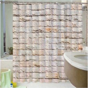 Douchegordijnen stenen bakstenen muur badkamer douchegordijn stof waterdichte tuin achtergrondschermen decor scherm met 12 badkamers gordijn R230821