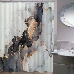 Douchegordijnen streep douchegordijn inkt schilderen luxueuze vloeibare marmeren textuur badkamer huisdecor polyester doek gordijnen r230821