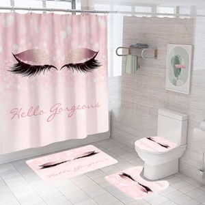 Cortinas de ducha con estilo, cortina de baño con estampado de pestañas de oro rosa, cómodo juego de alfombrillas de baño, alfombras decorativas de poliéster para baño, alfombra 230322