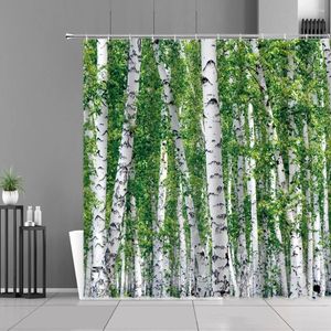 Courteaux de douche Summer Forest Trees Direstaire Green Legs Jungle Landscape Home Decor Decor Decor Imperproping Bath Bath Curtain Crochets