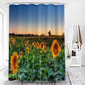 Cortinas de ducha Girasol Madera Grano Planta Universo Cortina Paisaje Natural Baño Baño con ganchos