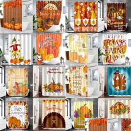 Douchegordijnen Thanksgiving Herfst Pompoen Vrachtwagen Gordijn Set Herfst Boerderij Badkamer Decoraties Drop Levering Huis Tuin Bad Acce Dh8Yn