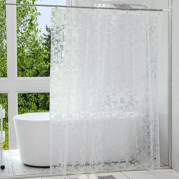 Cortinas de ducha Bloque transparente Cortina impermeable PEVA Grueso Decoración moderna para el hogar Partición Baño con ganchos