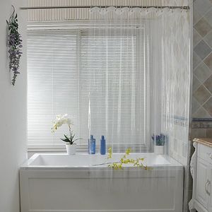 Rideaux de douche Rideaux de douche transparents Rideau de bain PEVA imperméable simple Couverture de bain anti-moisissure de haute qualité avec 12 crochets en plastique 231007