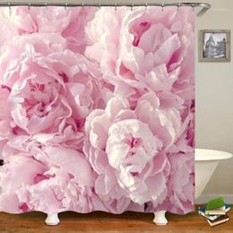 Rideaux de douche tendance girly rose romatique fleur piconie pour les pivoines de salle de bain set de rideau de salle de bain décoratif