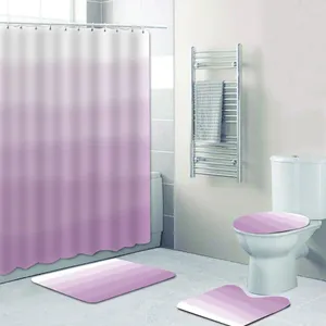 Douche gordijnen trendy paarse ombre aquarel gradiënt kleur gordijn set voor badkamer elegante dip kleurstof patroon bad tapijten matten huisdecoratie