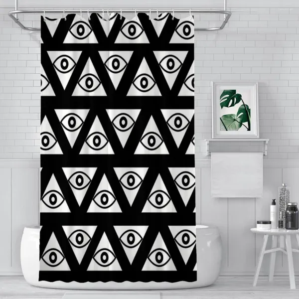 Cortinas de ducha triángulos ojos illuminati tela impermeable decoración de baño divertida con ganchos accesorios para el hogar