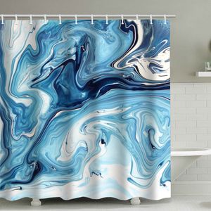 Rideaux de douche Trippy rideau de douche bleu marbre Texture polyester tissu rideau de douche imperméable bain décor rideau pour salle de bain avec crochets 230322