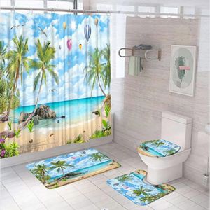 Cortinas de ducha escena de playa tropical decoración de baño decoración de baño