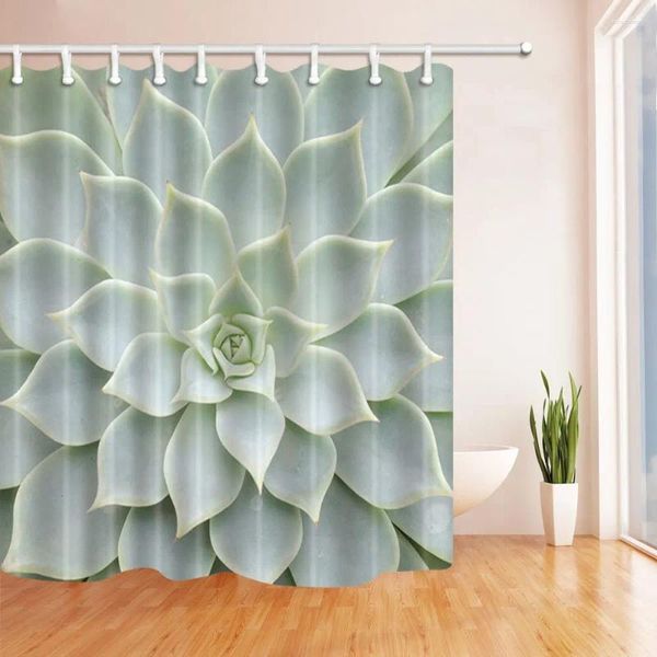 Cortinas de ducha Desierto Tropical Planta suculenta y pétalos de loto de la forma del arte Decoración del baño impermeable