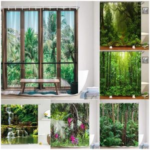 Rideaux de douche Curtain de paysage de forêt tropicale