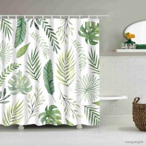 Rideaux de douche Tropical feuille verte Cactus rideau de douche paysage salle de bain rideau imperméable rideau de douche R230830
