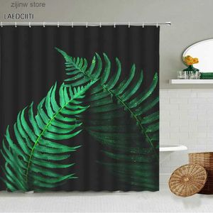 Rideaux de douche Rideau de douche feuille verte tropicale Monstera feuille de bananier feuillage de palmier thème jungle d'été salle de bain avec crochet écran étanche Y240316