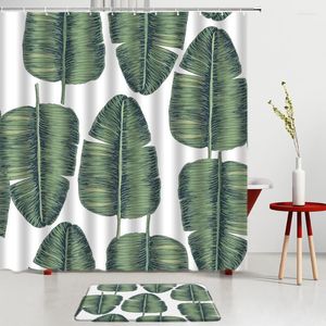 Douche gordijnen tropische groene plantenblad badkamer sets badmatten ingang deur keukenkamer decoratie tapijt niet-slip tapijt