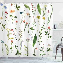 Rideaux de douche Feuilles tropicales rideau de douche ensemble plante verte feuilles feuille salle de bain rideaux impression 3D décor à la maison écrans de bain R230830