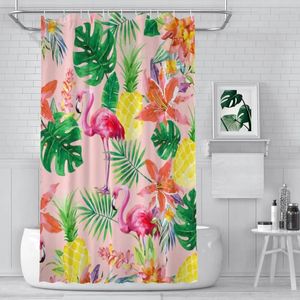 Douche gordijnen tropische ananas groene bladeren flamingo boho waterdichte stof grappige badkamer decor met haken huizen accessoires