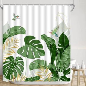 Rideaux de douche rideau de plante tropicale Palme vert feuilles de banane d'été