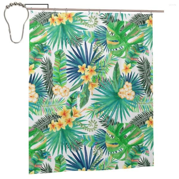 Cortinas de ducha Cortina verde de planta tropical para bathroon Juego de baño divertido personalizado con ganchos de hierro Decoración del hogar 60x72in