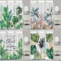 Rideaux de douche pour plante tropicale rideau de feuille de palmier aquarelle florale de ferme marbrée papillon en polyester moderne décor de salle de bain