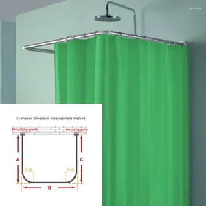 Rideaux de douche Tringle à rideau en forme de U Rétractable Courbe 90 / 90cm Ensemble d'angle de barre de rail en acier inoxydable