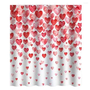 Rideaux de douche Rideau de Saint-Valentin avec crochets Standard Lavable Love Heart Print Séchage rapide